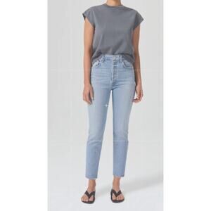 AGOLDE Riley High Rise Straight Crop Blue Denim Jeans Size 28